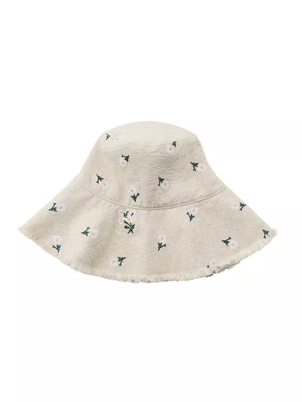 Zara cream bucket hat with embroidered daisies